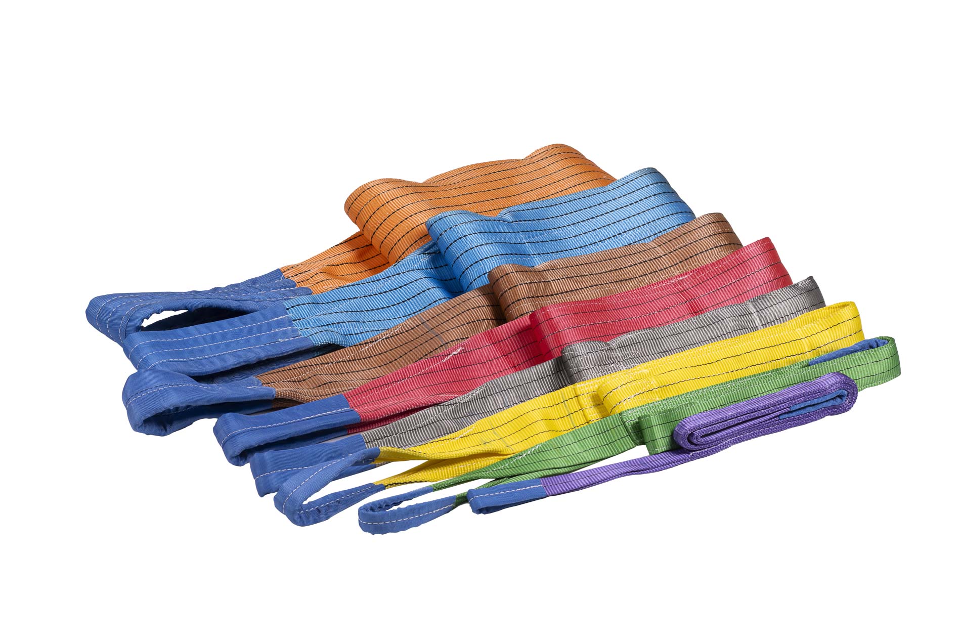 Eslingas planas de muchos colores para amarre y sujeción de cargas VESETRA